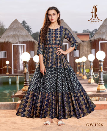 artriddhs ethnic wear gown in dark blue colour