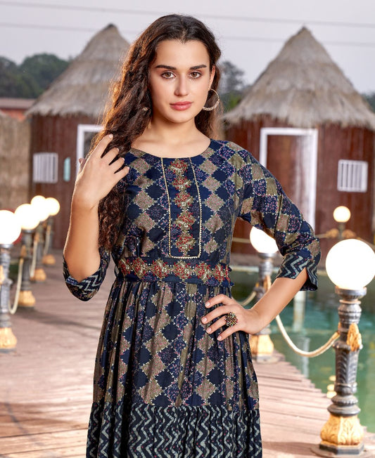 artriddhs ethnic wear gown in dark blue colour