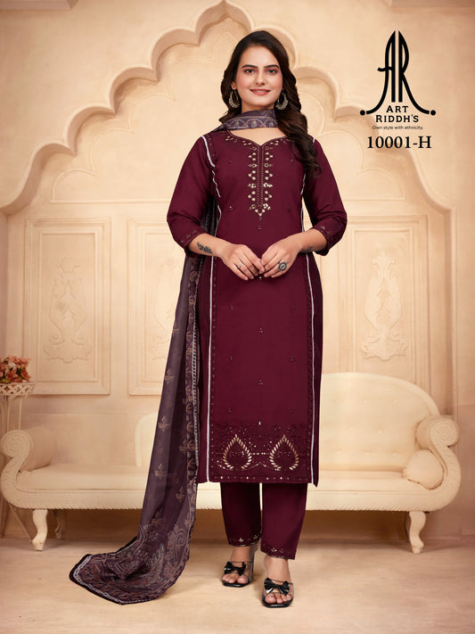 Marron high quality indian silk kurti set for woman