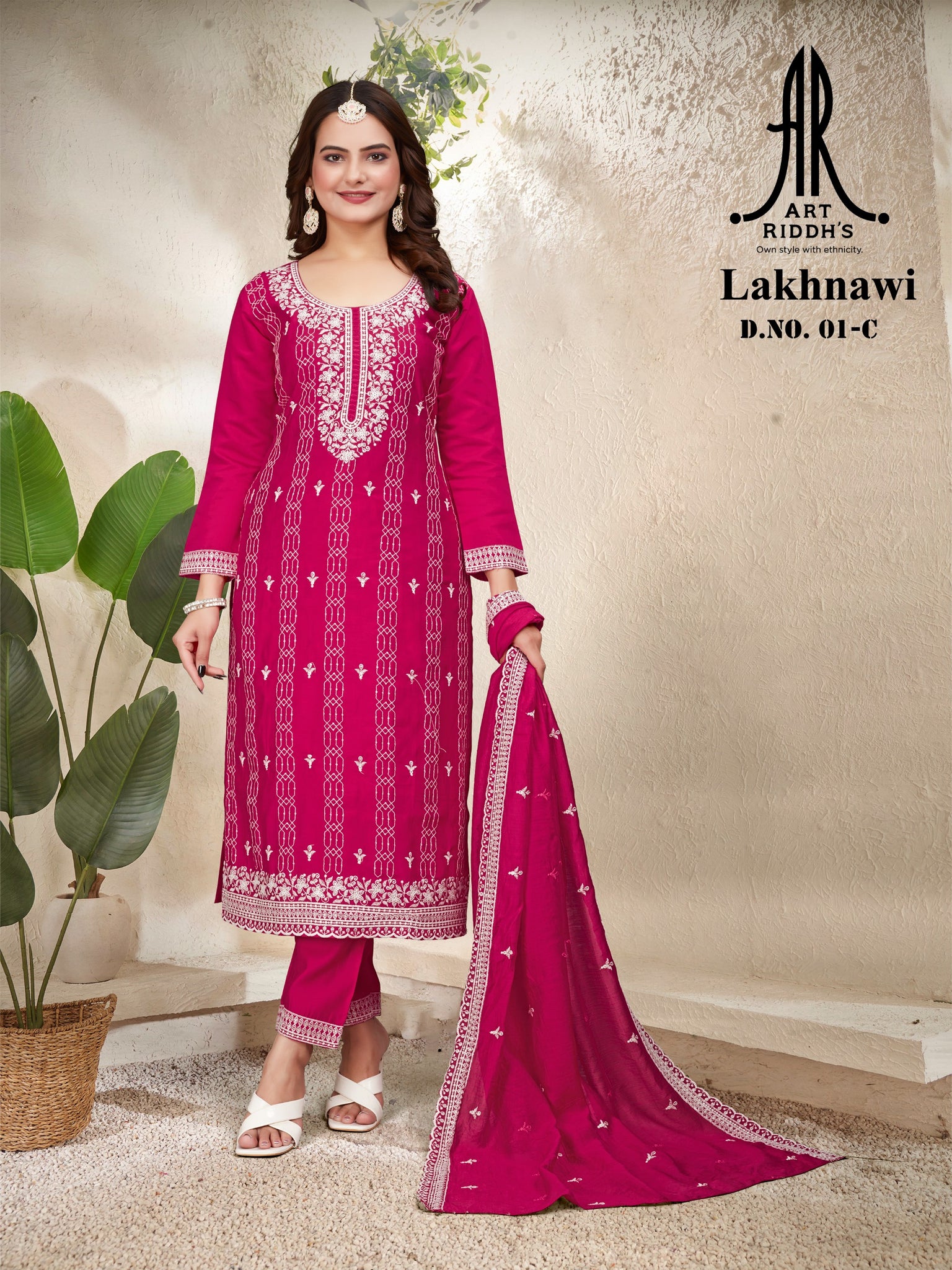 pink lakhnavi kurta sets in wholesale price