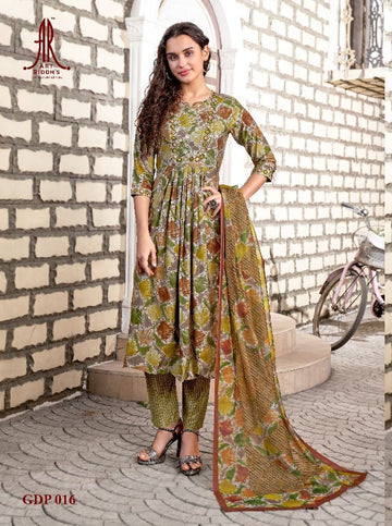 artriddhs designer gown pent duppta - kurti sets