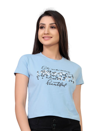 artriddhs trandy sky blue crop-top