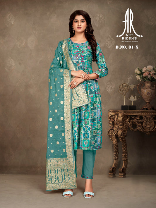 cotton printed designer green nayra kurta set - design by artriddhs