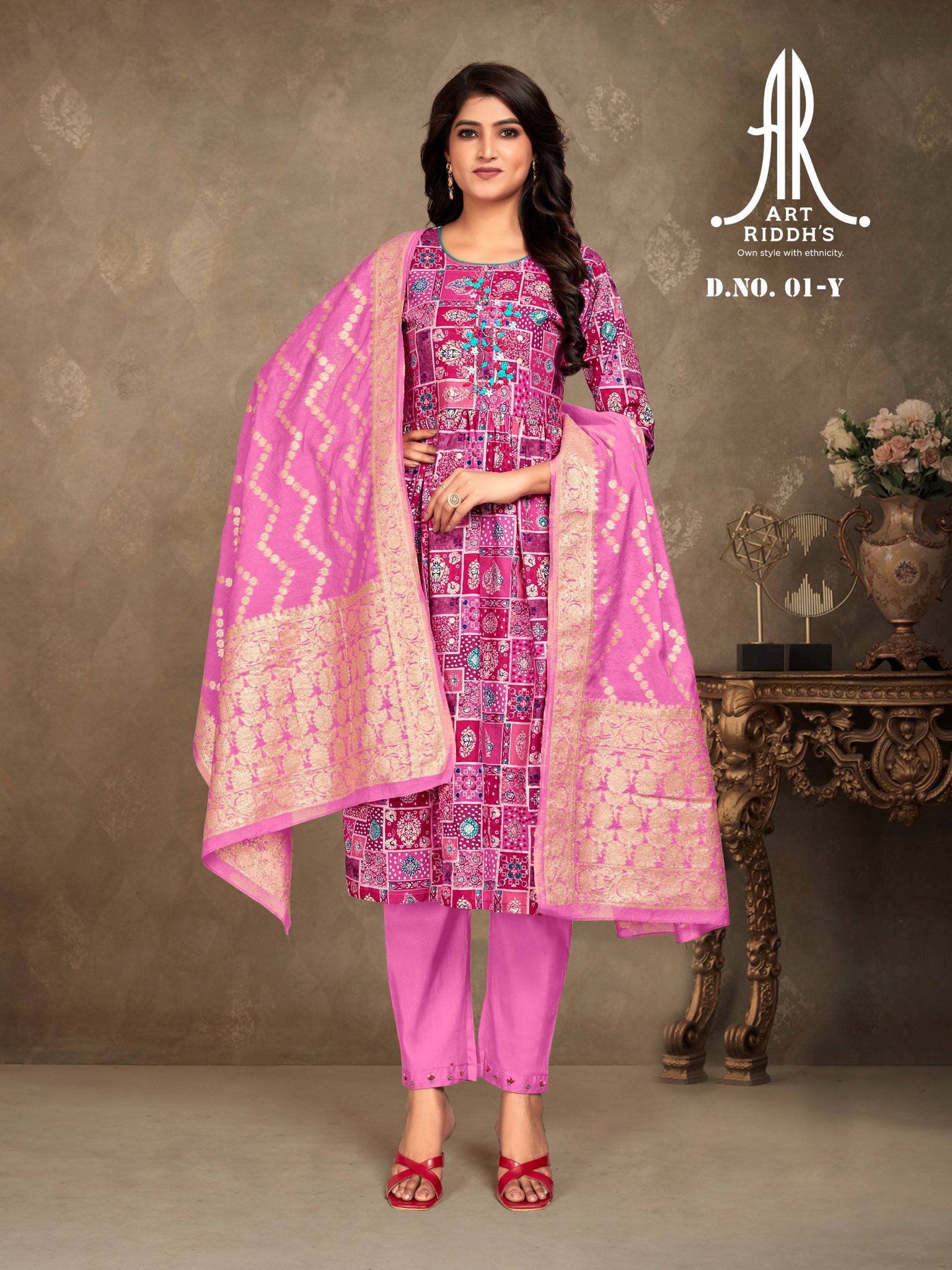 pure cotton pink printed nayra kurti sets by Artriddhs