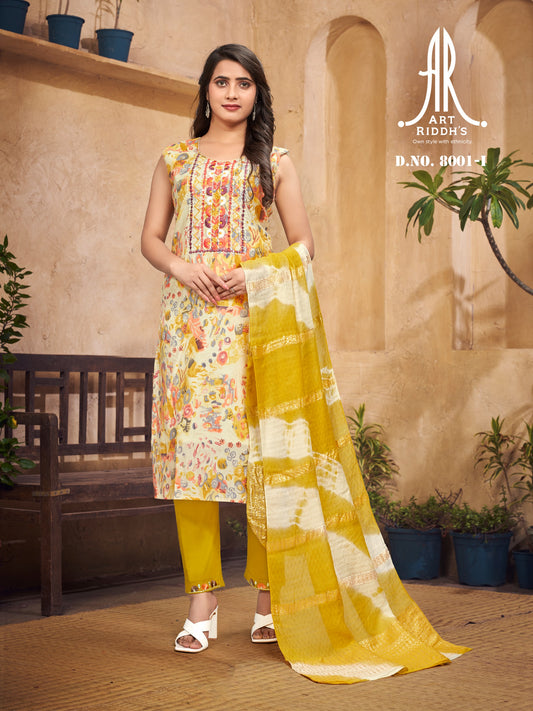 Artriddhs modal yellow printed kurti sets with jecard duppta