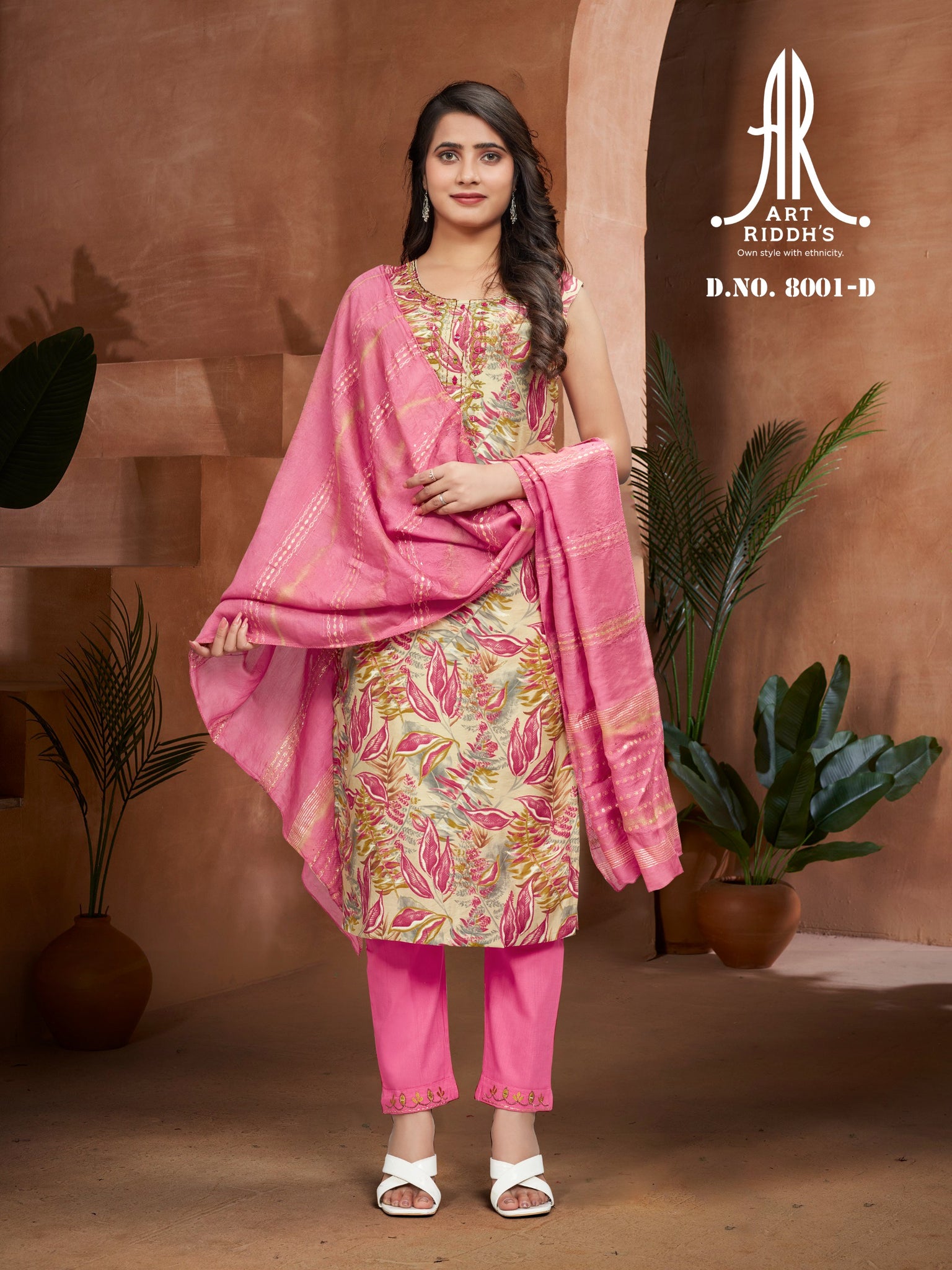 Designer printed modal pink kurti sets by Artriddhs