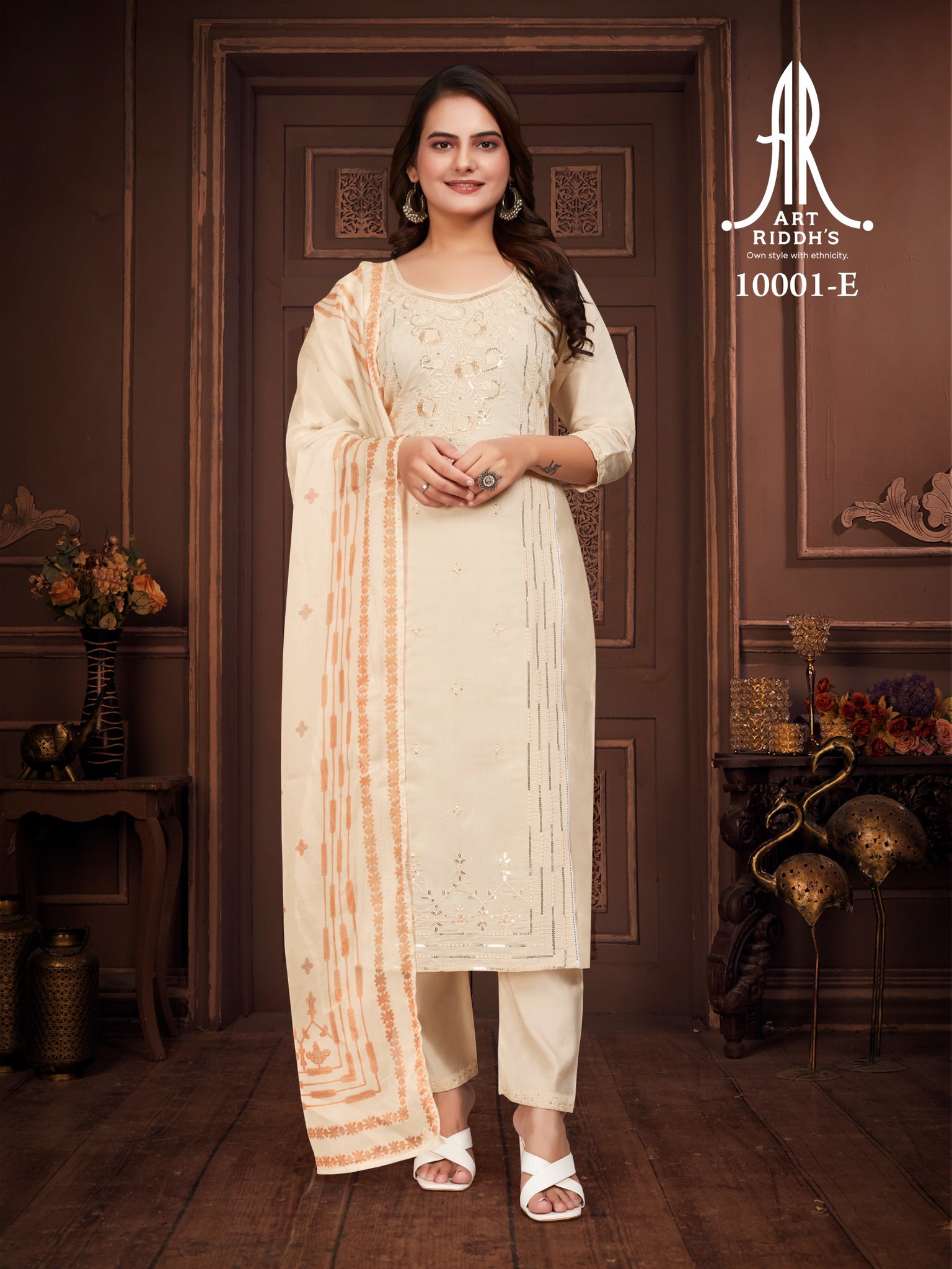 Indian ethnic white designer kurti sets for woman online