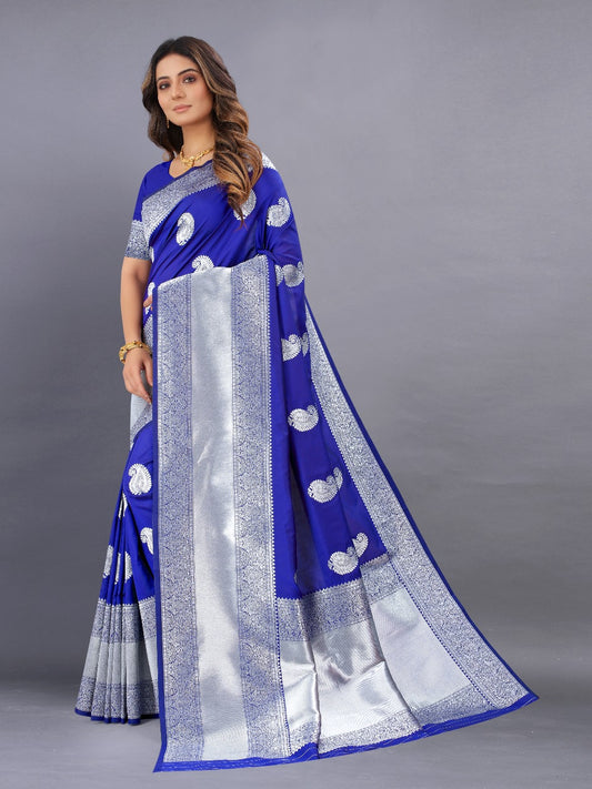 nx 135 sky blue Soft Silk saree with zari weawing design