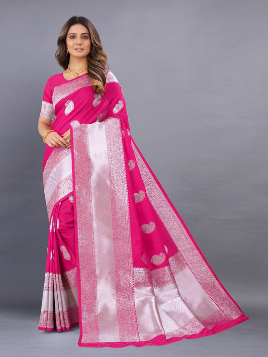 nx 135 pink Soft Silk saree with zari  weawing design