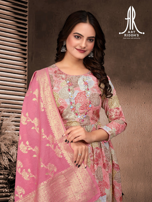 pink camric cotton nayra kurti sets in wholesale price