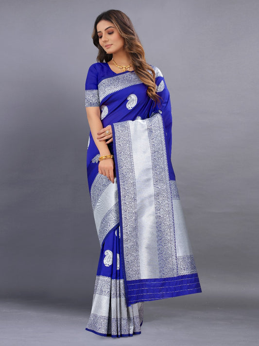 nx 135 sky blue Soft Silk saree with zari weawing design