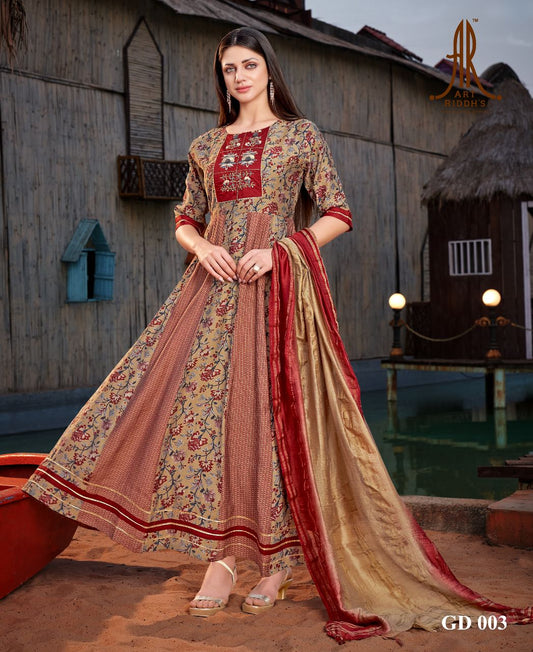 Artriddhs GD003 pure maslin gown with duppta