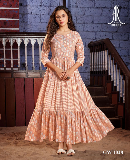 artriddhs ethnic pure maslin printed gown